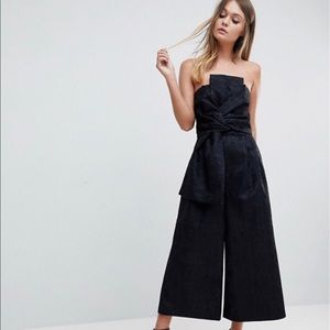 Jumpsuit Bonded Lace w Knot Front and Drape Detail